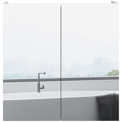 Wall-mounted bathroom cabinet, storage cupboard, 3 levels, adjustable shelf, 2 doors and mirrors, suspended cabinet, 60 x 15 x 60 cm, white