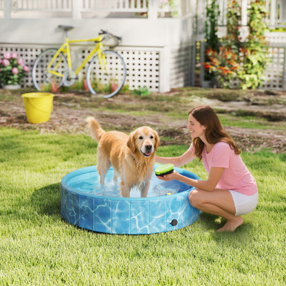 Dog Pool Foldable Splash Pool with Fountain and Water Cushion Design Ø120 x 30 cm Non-Slip Dog Bath Tub Swimming Pool Pool for Dogs and Cats