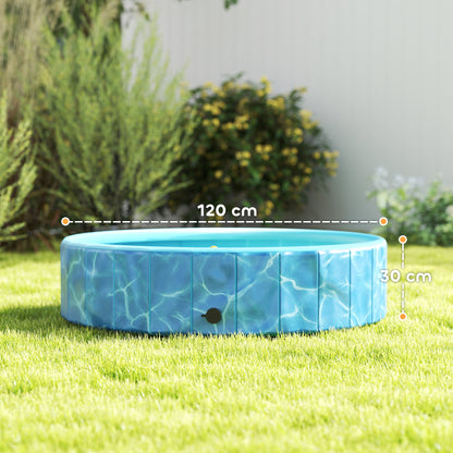 Dog Pool Foldable Splash Pool with Fountain and Water Cushion Design Ø120 x 30 cm Non-Slip Dog Bath Tub Swimming Pool Pool for Dogs and Cats