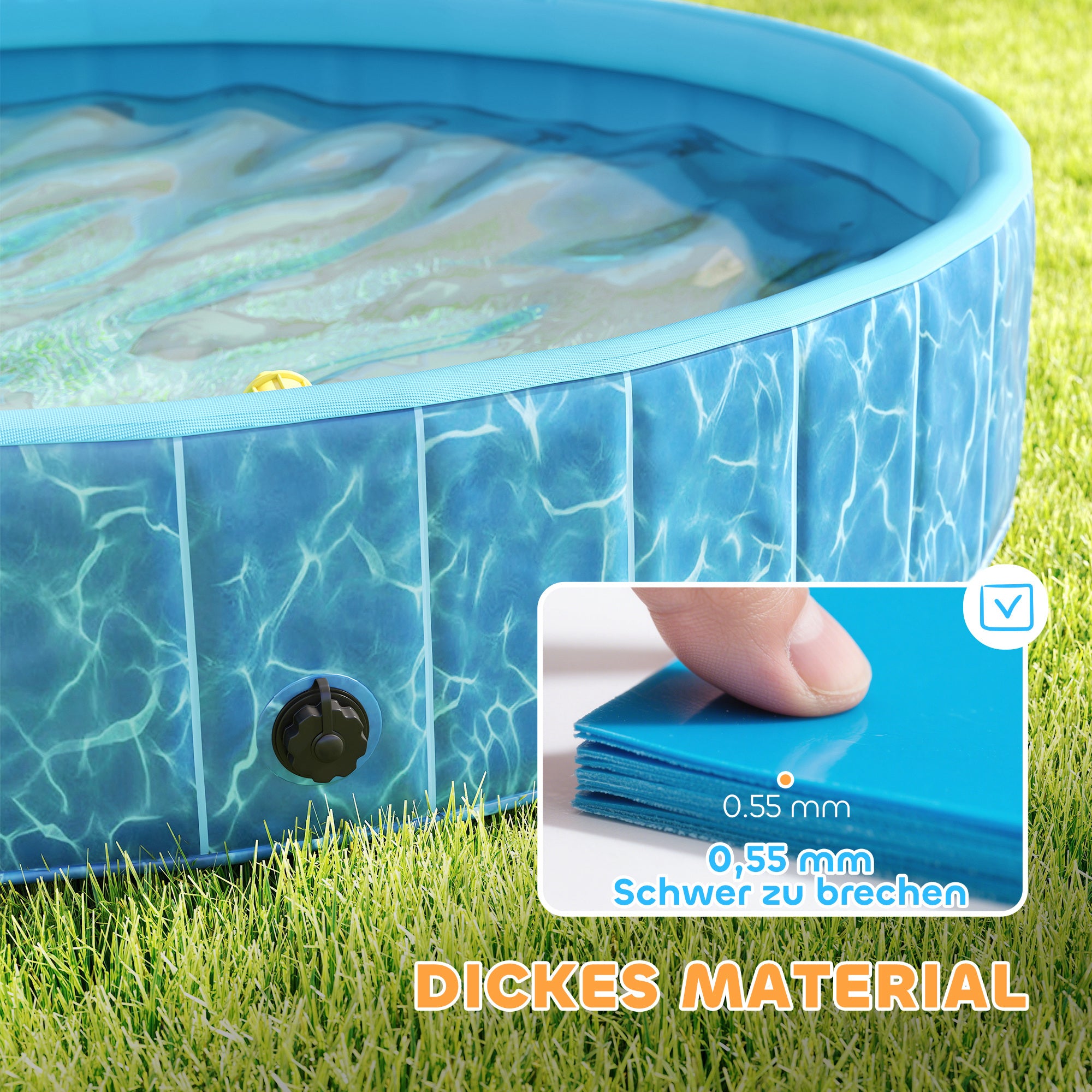 Dog Pool Foldable Splash Pool with Fountain and Water Cushion Design Ø120 x 30 cm Non-Slip Dog Bath Tub Swimming Pool Pool for Dogs and Cats