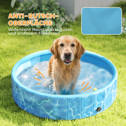Dog Pool Foldable Splash Pool with Fountain and Water Cushion Design Ø120 x 30 cm Non-Slip Dog Bath Tub Swimming Pool Pool for Dogs and Cats