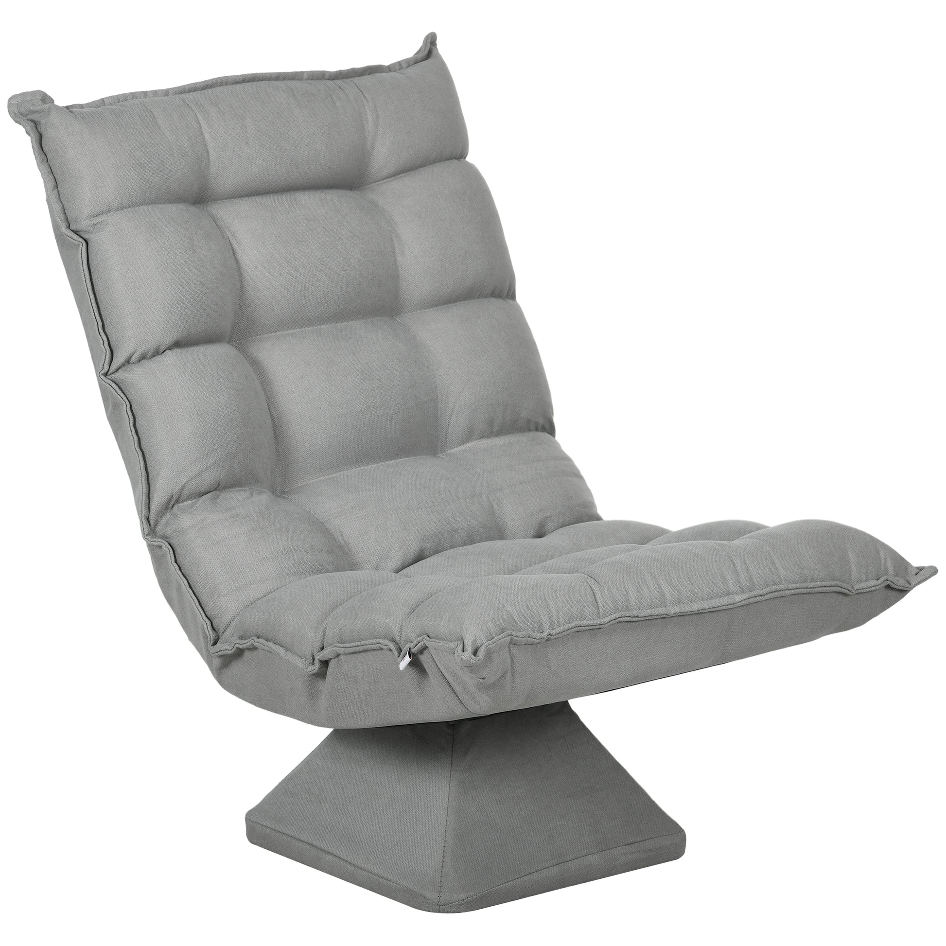 Floor Chair Floor Sofa with Adjustable Backrest, Swivel Meditation Chair with Base, Lazy Sofa, Padded Recliner for Office, Living Room, Light Gray