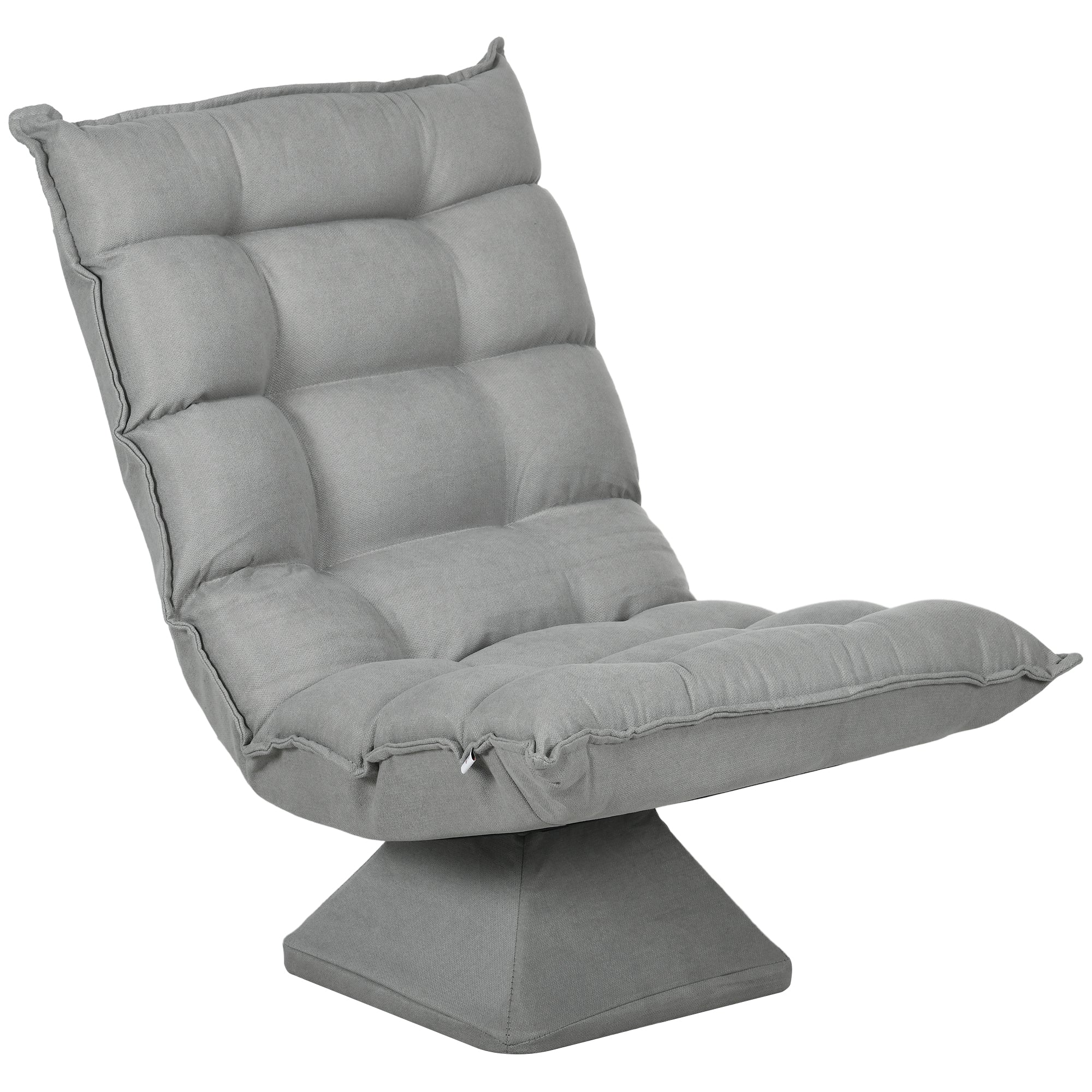 Floor Chair Floor Sofa with Adjustable Backrest, Swivel Meditation Chair with Base, Lazy Sofa, Padded Recliner for Office, Living Room, Light Gray