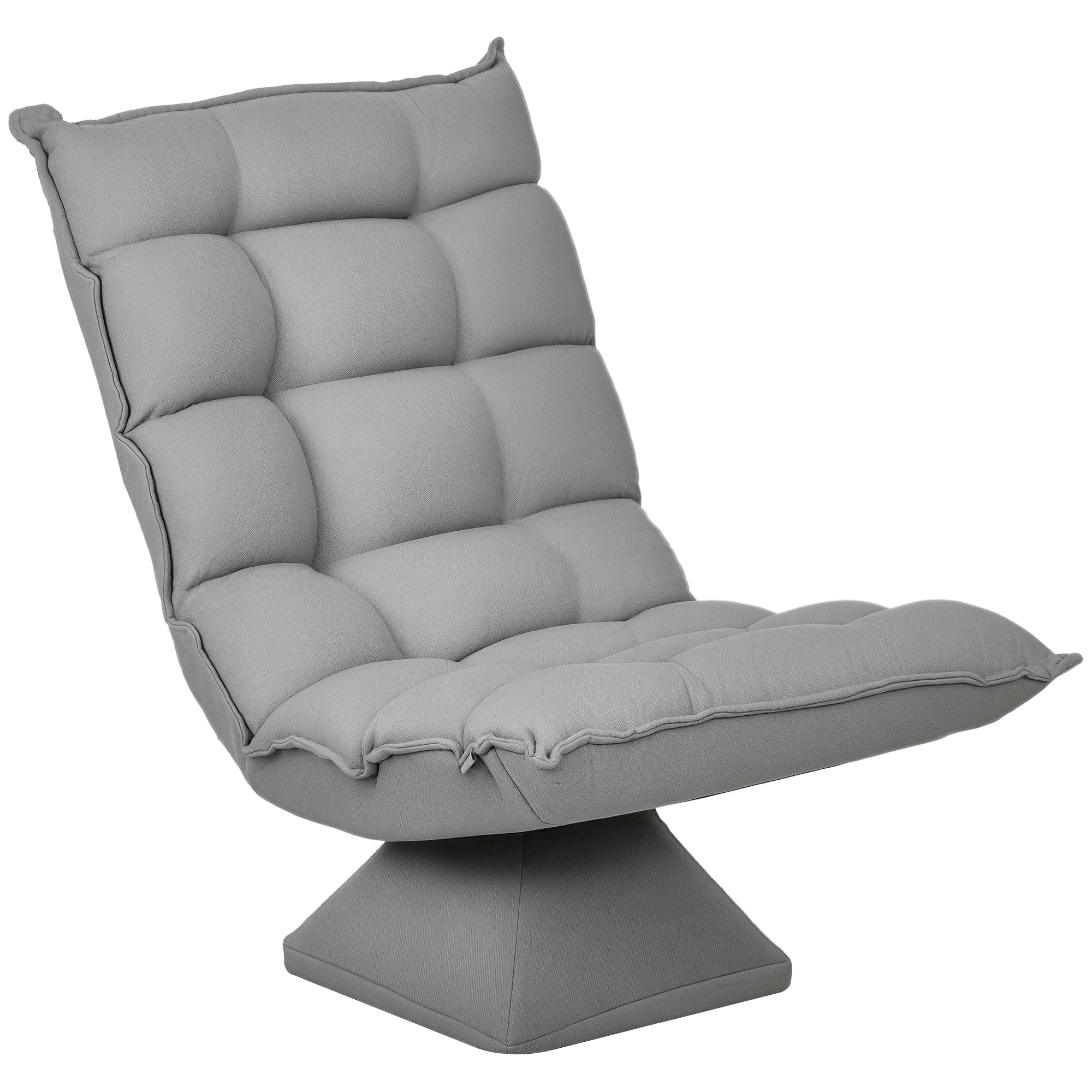 Floor Chair Floor Sofa with Adjustable Backrest, Swivel Meditation Chair with Base, Lazy Sofa, Padded Recliner for Office, Living Room, Light Gray