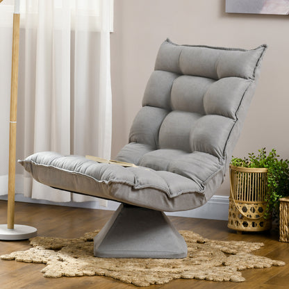 Floor Chair Floor Sofa with Adjustable Backrest, Swivel Meditation Chair with Base, Lazy Sofa, Padded Recliner for Office, Living Room, Light Gray
