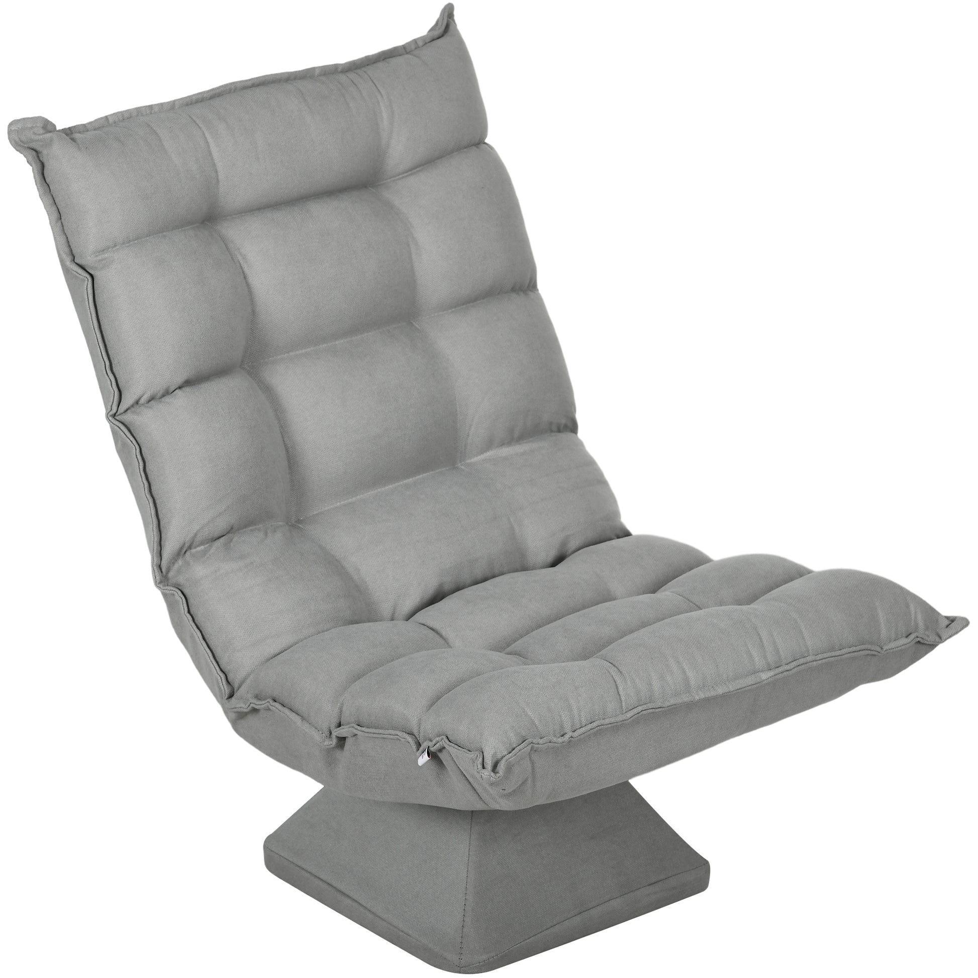 Floor Chair Floor Sofa with Adjustable Backrest, Swivel Meditation Chair with Base, Lazy Sofa, Padded Recliner for Office, Living Room, Light Gray