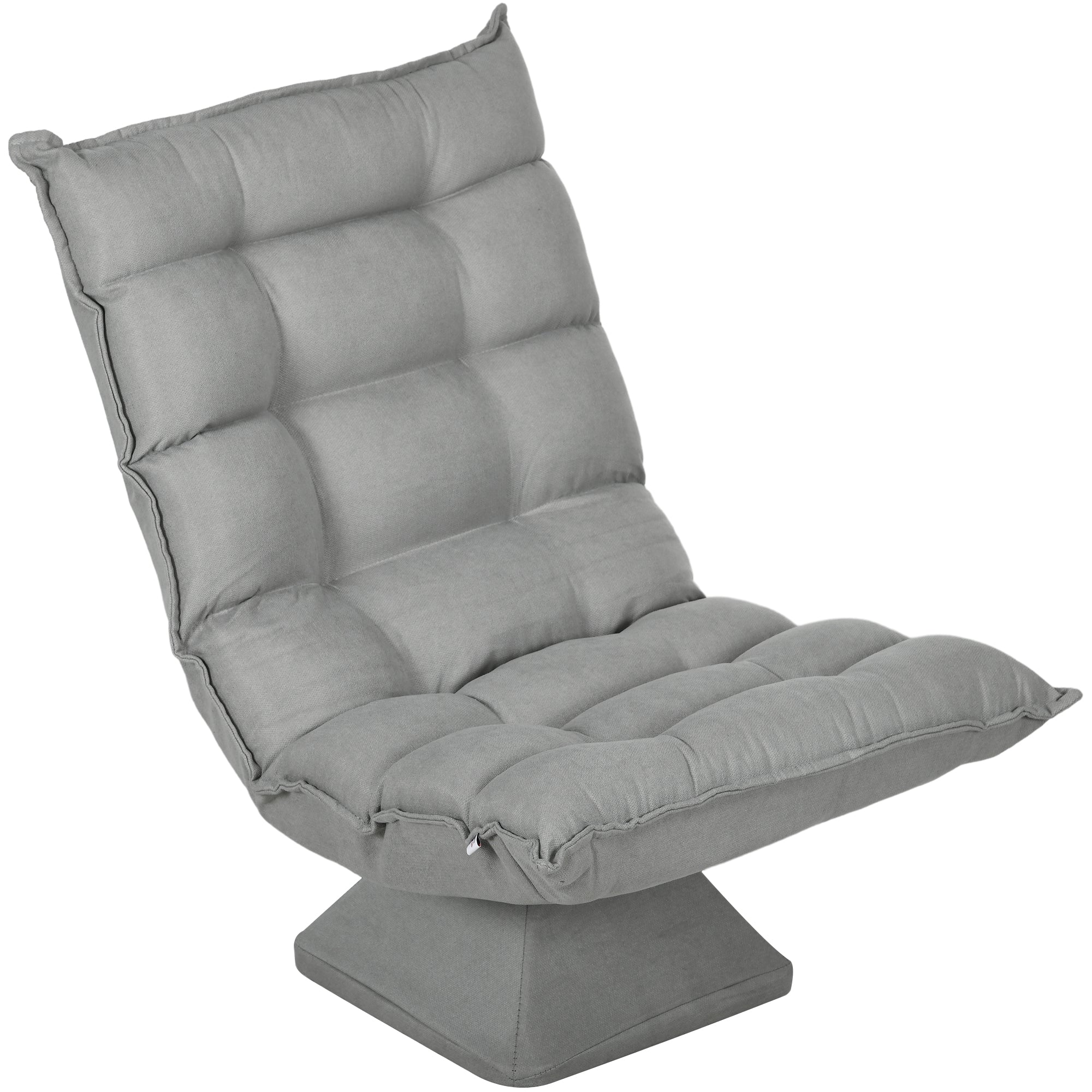 Floor Chair Floor Sofa with Adjustable Backrest, Swivel Meditation Chair with Base, Lazy Sofa, Padded Recliner for Office, Living Room, Light Gray