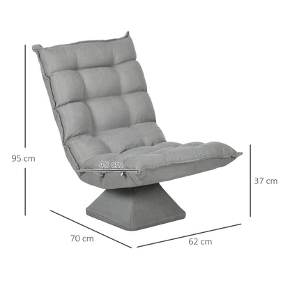 Floor Chair Floor Sofa with Adjustable Backrest, Swivel Meditation Chair with Base, Lazy Sofa, Padded Recliner for Office, Living Room, Light Gray
