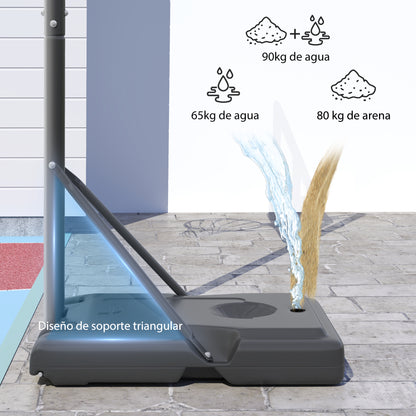 Outdoor Basketball Hoop with Adjustable Height 220-365 cm Portable Basketball Hoop with Stand Basketball Hoop with Wheels Fillable Base Black