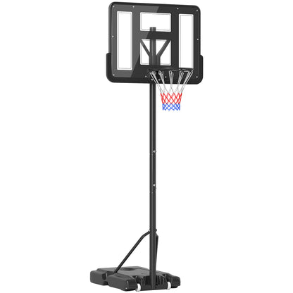 Outdoor Basketball Hoop with Adjustable Height 220-365 cm Portable Basketball Hoop with Stand Basketball Hoop with Wheels Fillable Base Black