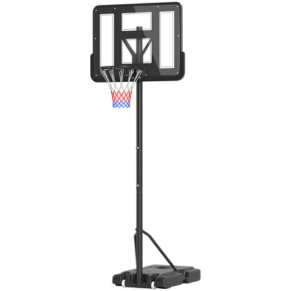 Outdoor Basketball Hoop with Adjustable Height 220-365 cm Portable Basketball Hoop with Stand Basketball Hoop with Wheels Fillable Base Black