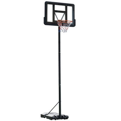 Outdoor Basketball Hoop with Adjustable Height 220-365 cm Portable Basketball Hoop with Stand Basketball Hoop with Wheels Fillable Base Black