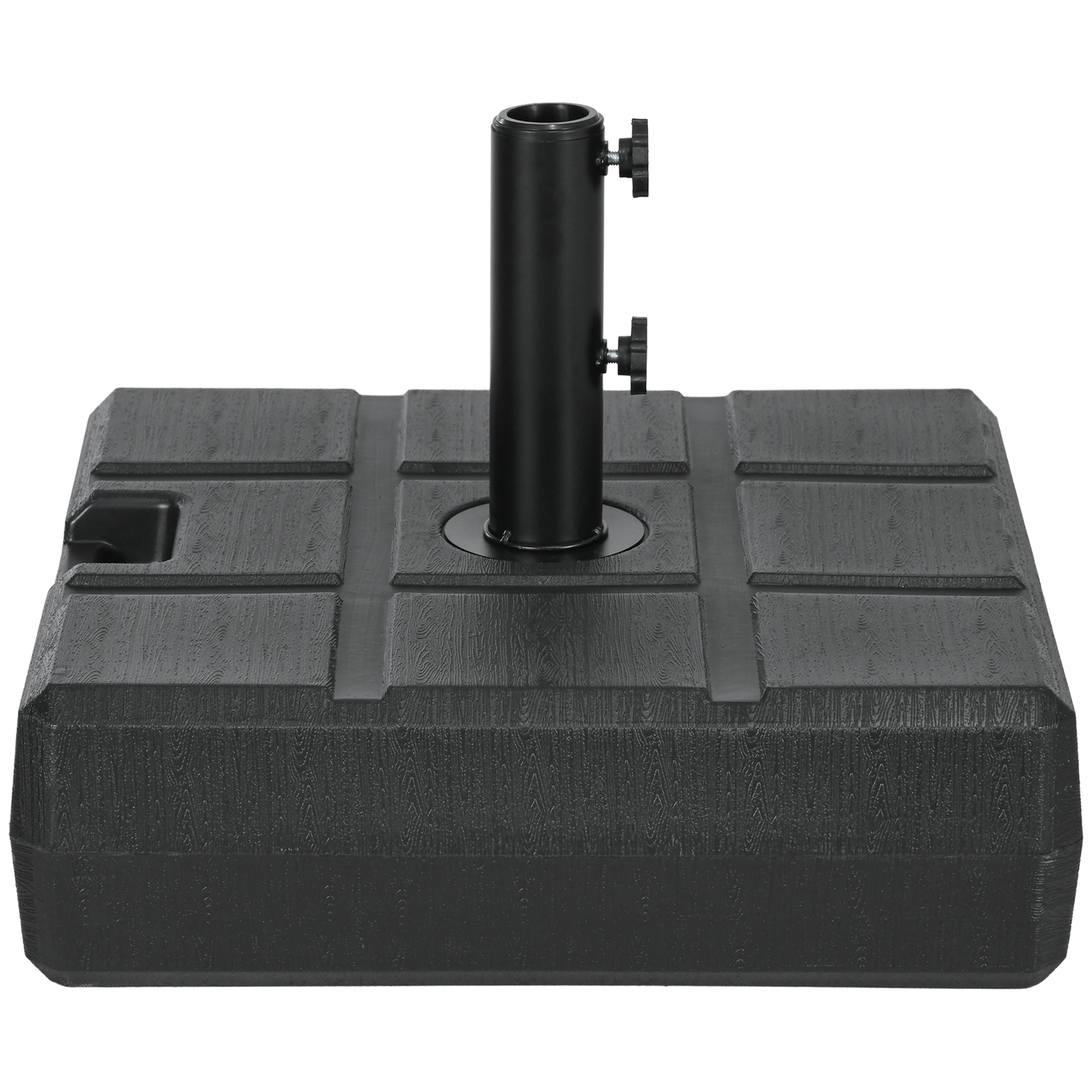 Rectangular Umbrella Base Fillable with 30 kg Water and 40 kg Sand for Parasol Post Ø32/38/48 mm Patio Garden 49x49x36.5 cm Black