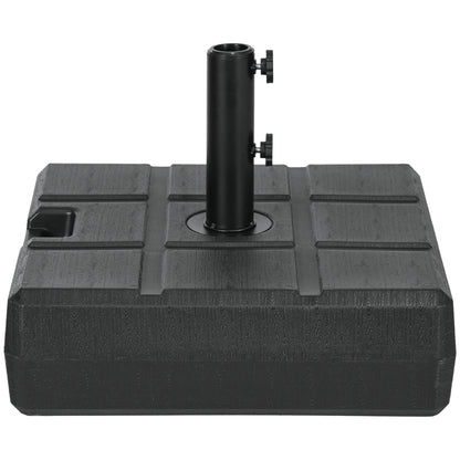 Rectangular Umbrella Base Fillable with 30 kg Water and 40 kg Sand for Parasol Post Ø32/38/48 mm Patio Garden 49x49x36.5 cm Black