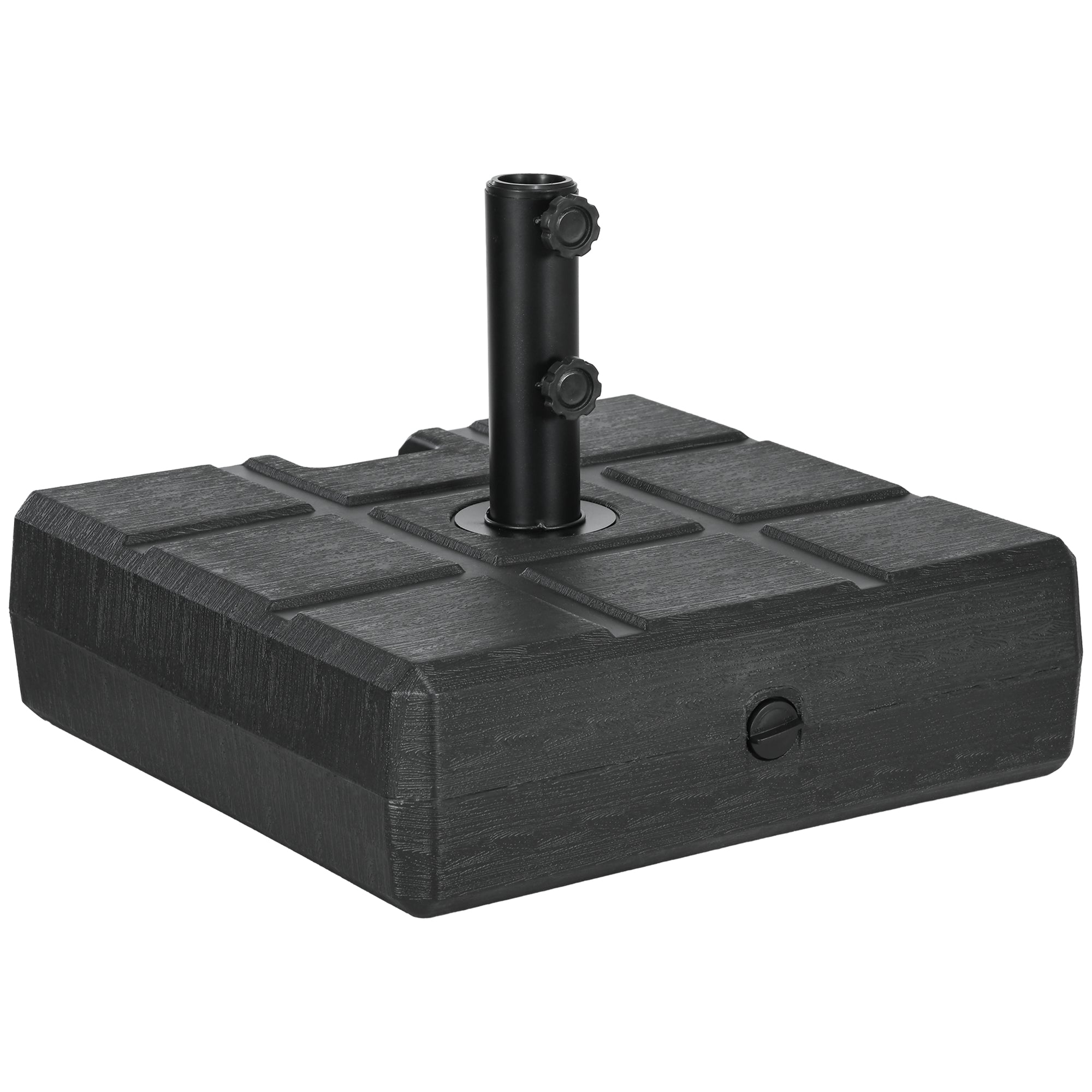 Rectangular Umbrella Base Fillable with 30 kg Water and 40 kg Sand for Parasol Post Ø32/38/48 mm Patio Garden 49x49x36.5 cm Black