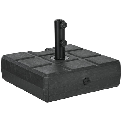 Rectangular Umbrella Base Fillable with 30 kg Water and 40 kg Sand for Parasol Post Ø32/38/48 mm Patio Garden 49x49x36.5 cm Black