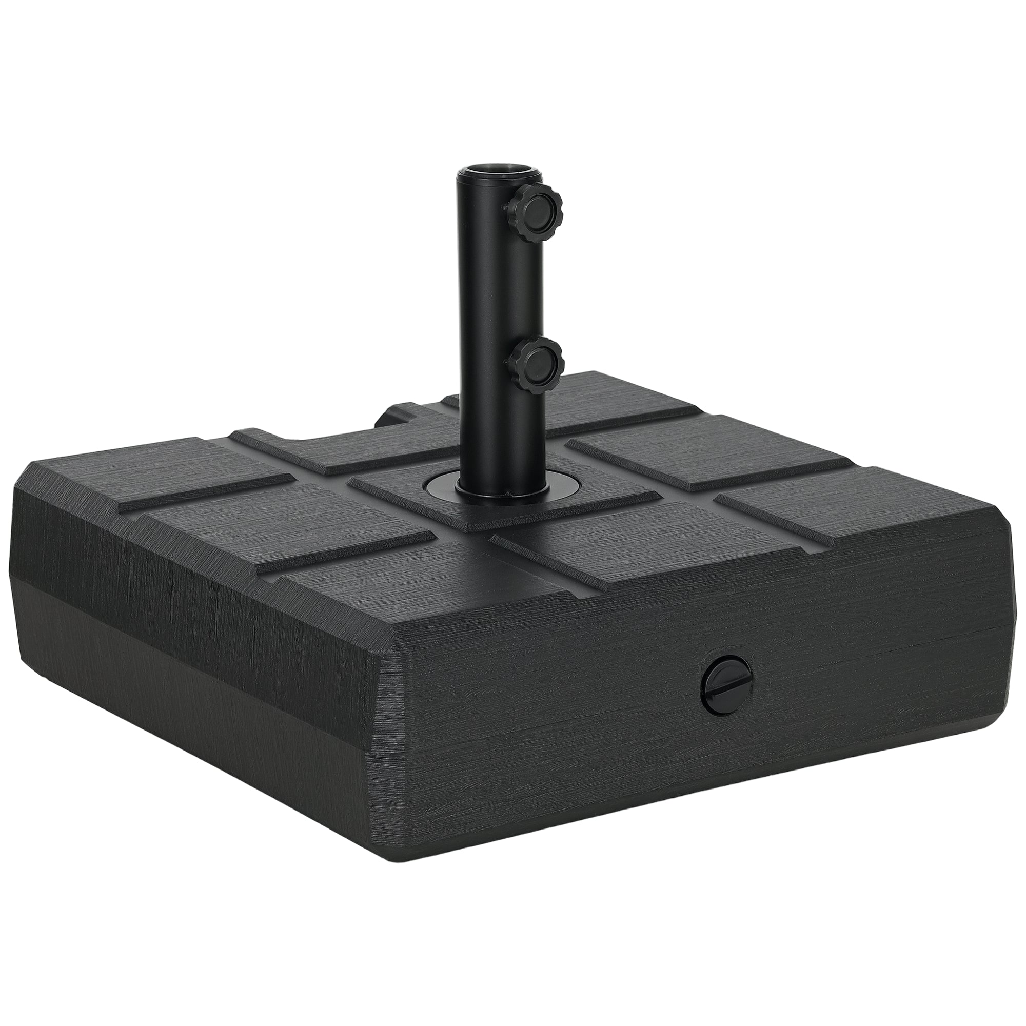 Rectangular Umbrella Base Fillable with 30 kg Water and 40 kg Sand for Parasol Post Ø32/38/48 mm Patio Garden 49x49x36.5 cm Black