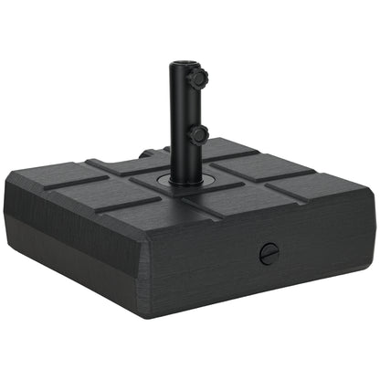 Rectangular Umbrella Base Fillable with 30 kg Water and 40 kg Sand for Parasol Post Ø32/38/48 mm Patio Garden 49x49x36.5 cm Black