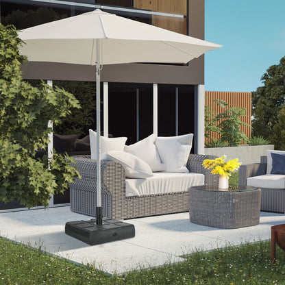 Rectangular Umbrella Base Fillable with 30 kg Water and 40 kg Sand for Parasol Post Ø32/38/48 mm Patio Garden 49x49x36.5 cm Black