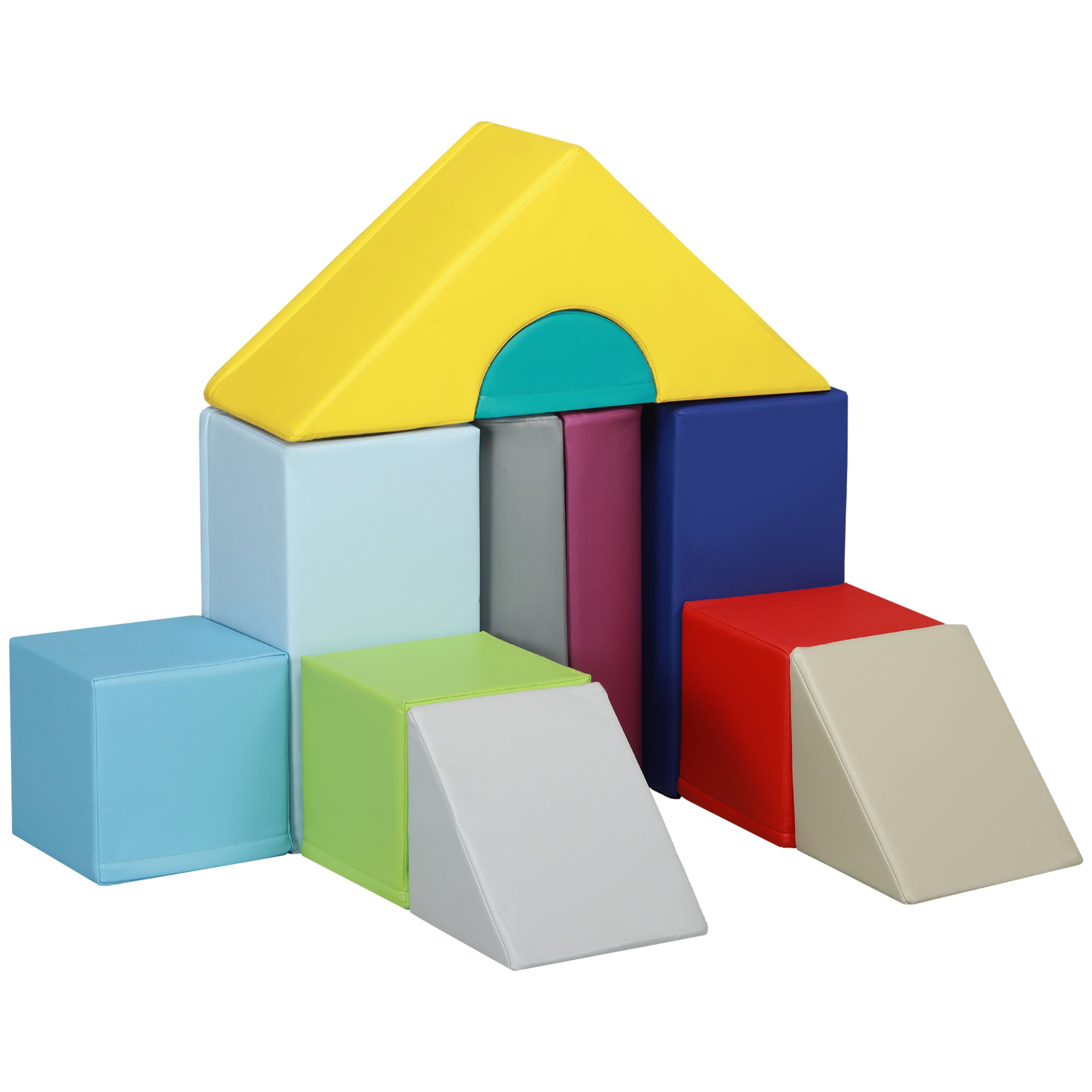 Soft Building Blocks Set for Children 1-3 Years with 11 Shapes, Foam Blocks Game for Kids, PU and EPE Material, Multicolour