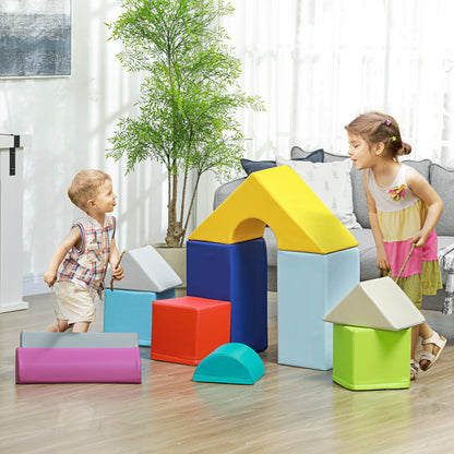 Soft Building Blocks Set for Children 1-3 Years with 11 Shapes, Foam Blocks Game for Kids, PU and EPE Material, Multicolour