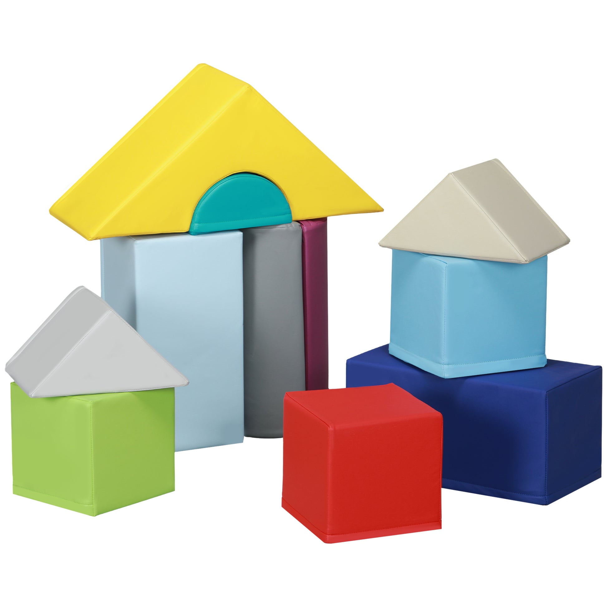 Soft Building Blocks Set for Children 1-3 Years with 11 Shapes, Foam Blocks Game for Kids, PU and EPE Material, Multicolour