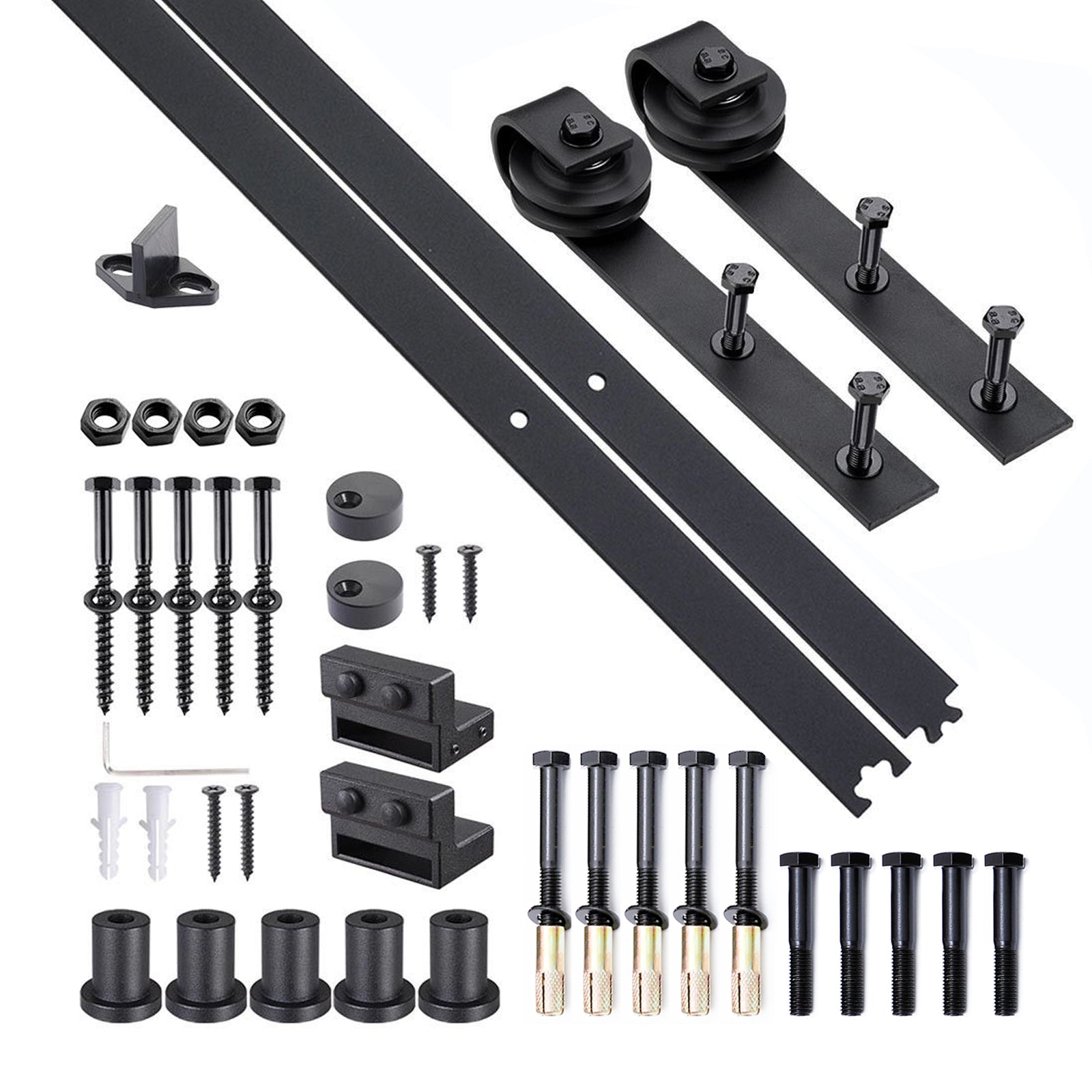 Sliding Door Kit Pocket Door System for doors with a thickness of 35-45 mm and maximum width of 1 m, maximum load 100 Kg dark brown steel