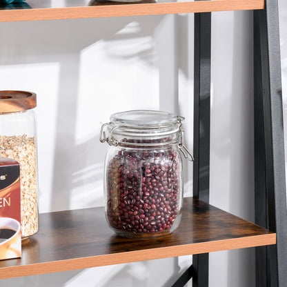 Ladder Shelf Industrial Bookcase with 4 Shelves for Living Room Office Study 60x35x145cm Rustic Brown