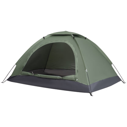 2-Person Camping Tent with 2 Mesh Windows, Pocket, Carrying Bag, and Fiberglass Frame 81"x60"x43" Green