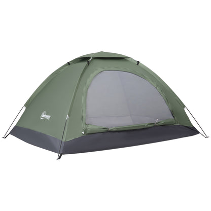 2-Person Camping Tent with 2 Mesh Windows, Pocket, Carrying Bag, and Fiberglass Frame 81"x60"x43" Green