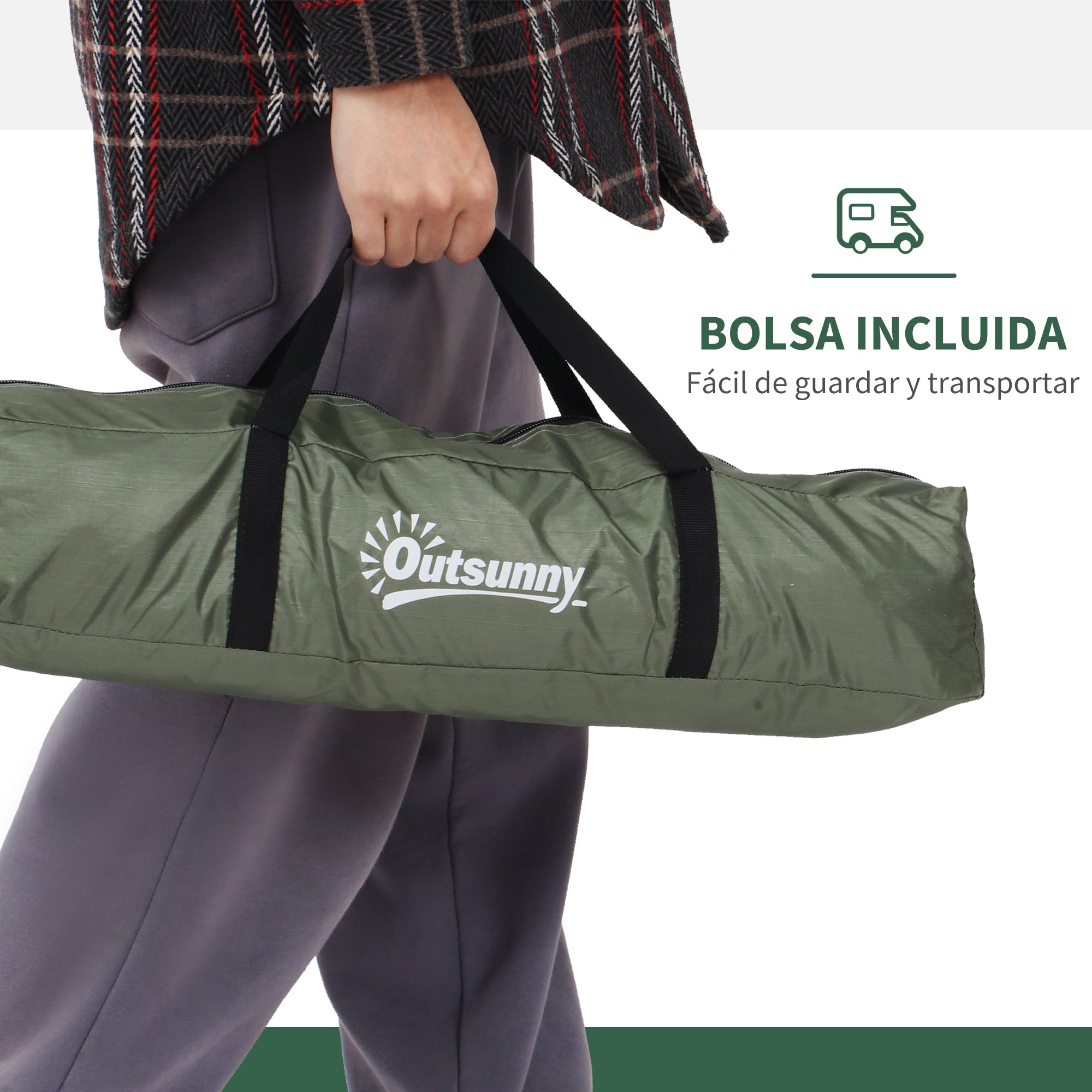 2-Person Camping Tent with 2 Mesh Windows, Pocket, Carrying Bag, and Fiberglass Frame 81"x60"x43" Green