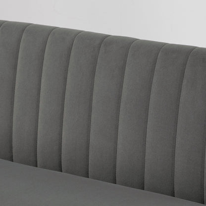 2-Seater Fabric Sofa Upholstered Double Sofa Lounge Furniture Wooden Velvet-Like Polyester Foam Dark Gray 117 x 56.5 x 77 cm