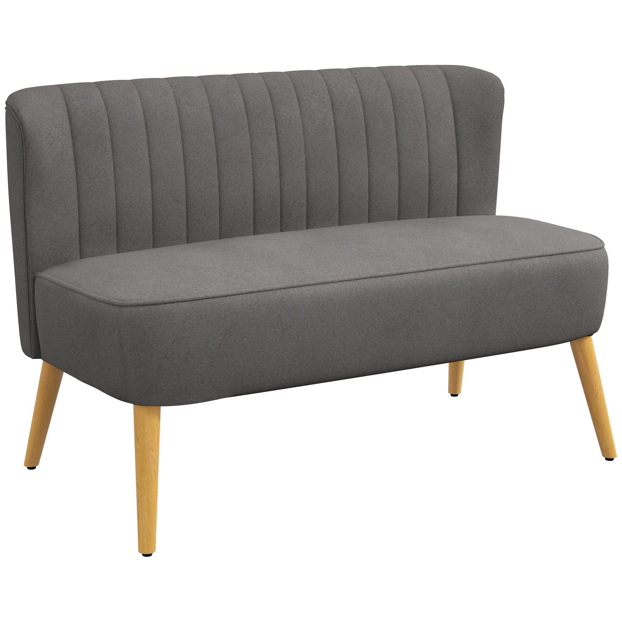 2-Seater Fabric Sofa Upholstered Double Sofa Lounge Furniture Wooden Velvet-Like Polyester Foam Dark Gray 117 x 56.5 x 77 cm