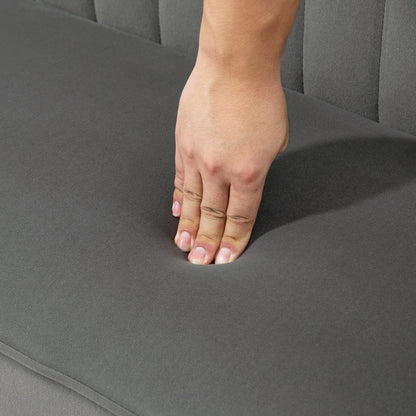 2-Seater Fabric Sofa Upholstered Double Sofa Lounge Furniture Wooden Velvet-Like Polyester Foam Dark Gray 117 x 56.5 x 77 cm