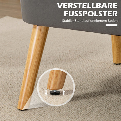 2-Seater Fabric Sofa Upholstered Double Sofa Lounge Furniture Wooden Velvet-Like Polyester Foam Dark Gray 117 x 56.5 x 77 cm