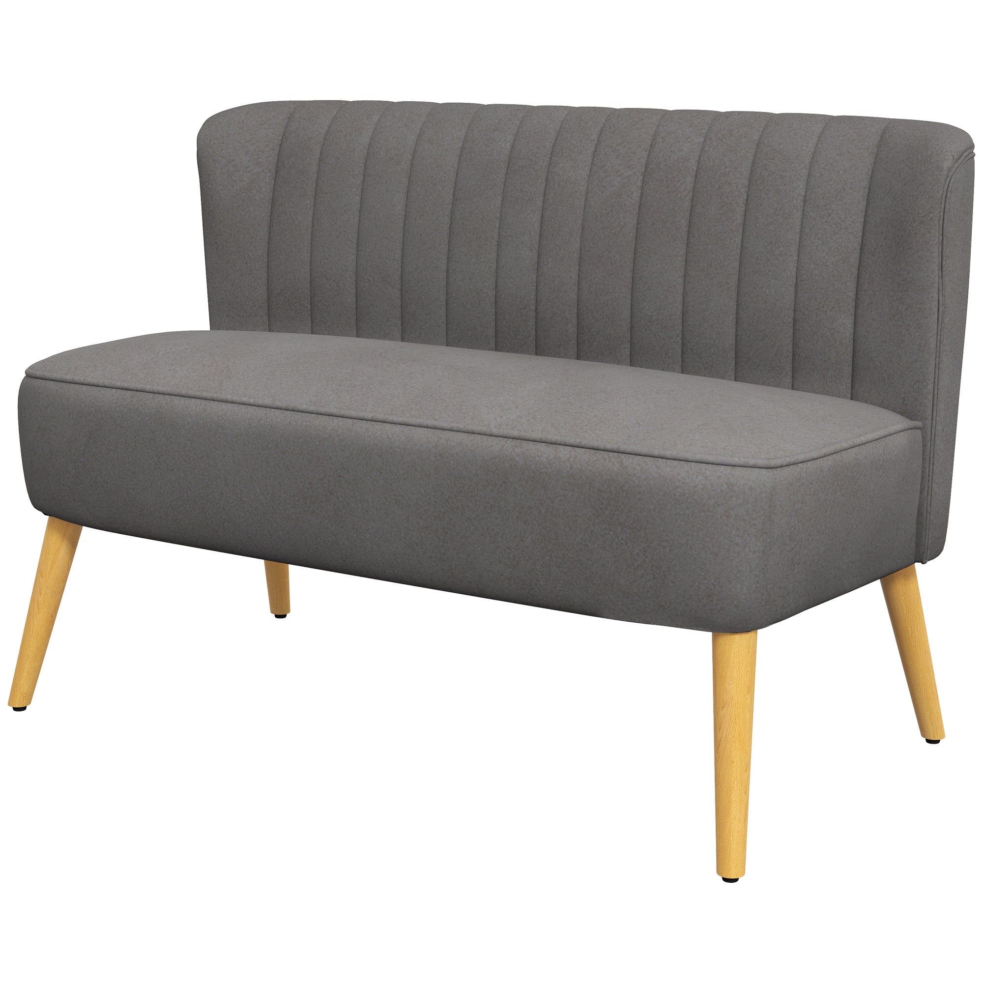 2-Seater Fabric Sofa Upholstered Double Sofa Lounge Furniture Wooden Velvet-Like Polyester Foam Dark Gray 117 x 56.5 x 77 cm