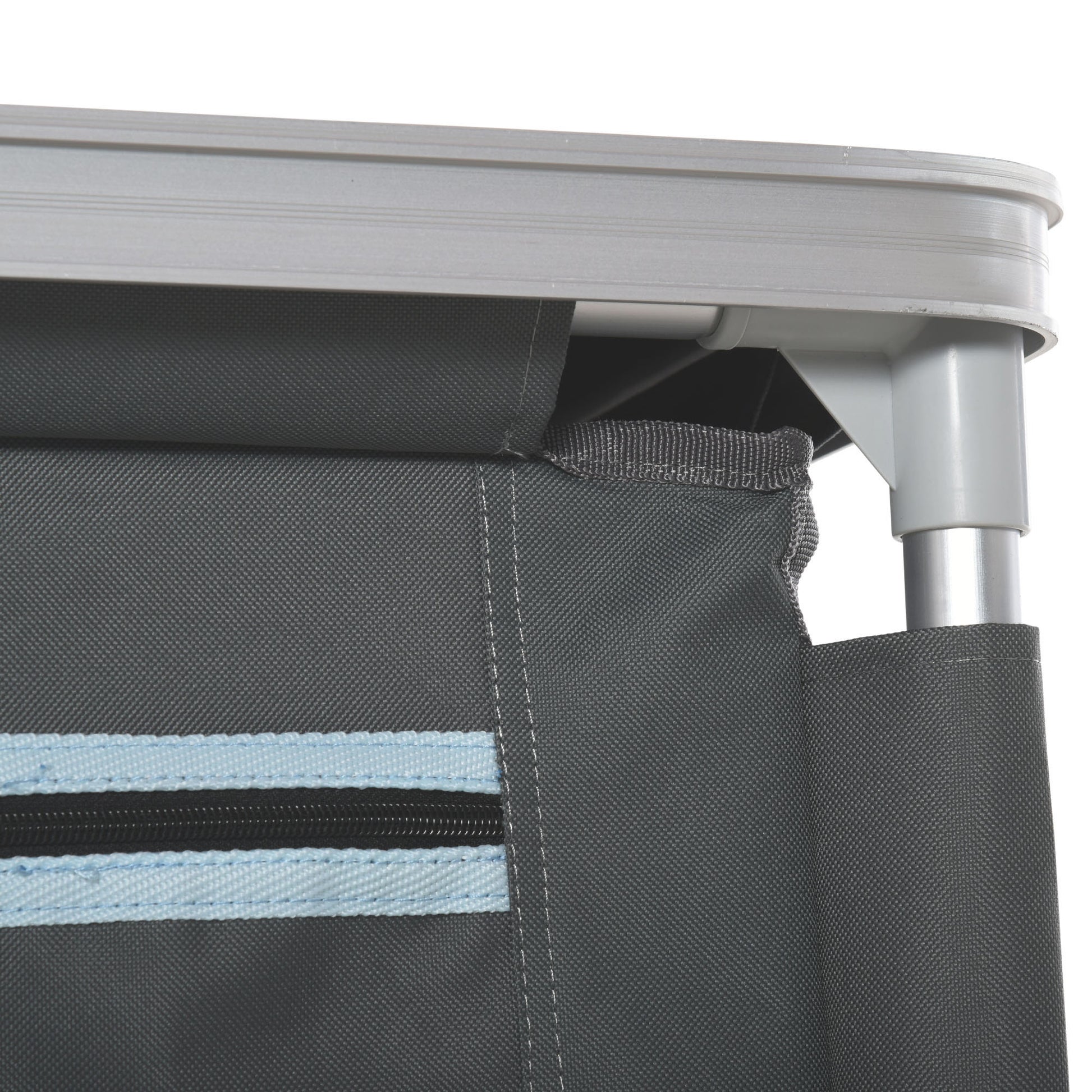 Folding Camping Cabinet Kitchen Furniture for Camping with 3 Shelves Zipper Door Compartment Aluminum Structure and Transport Bag for Outdoor 96x49.5x104 cm Gray