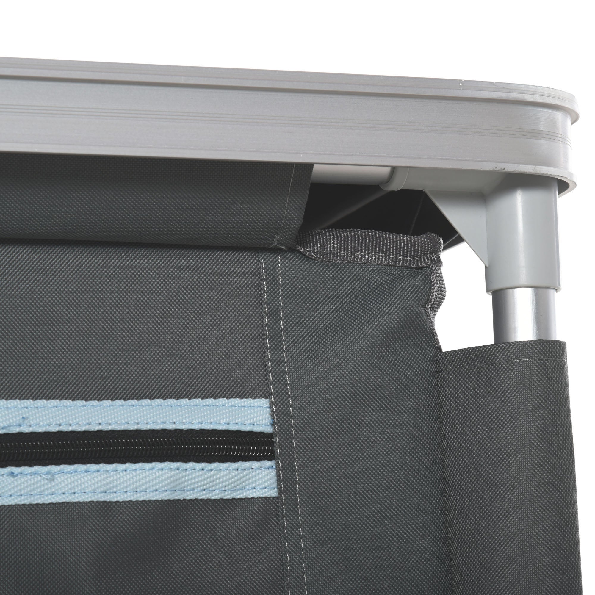 Folding Camping Cabinet Kitchen Furniture for Camping with 3 Shelves Zipper Door Compartment Aluminum Structure and Transport Bag for Outdoor 96x49.5x104 cm Gray
