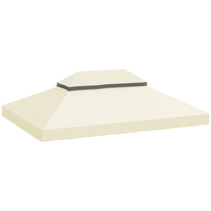 Replacement Roof for Gazebo 4x3 m Double Roof Replacement Cover with Mosquito Net UV 30+ Replacement Canopy for Pavilion Gazebo Cream