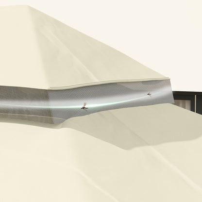 Replacement Roof for Gazebo 4x3 m Double Roof Replacement Cover with Mosquito Net UV 30+ Replacement Canopy for Pavilion Gazebo Cream