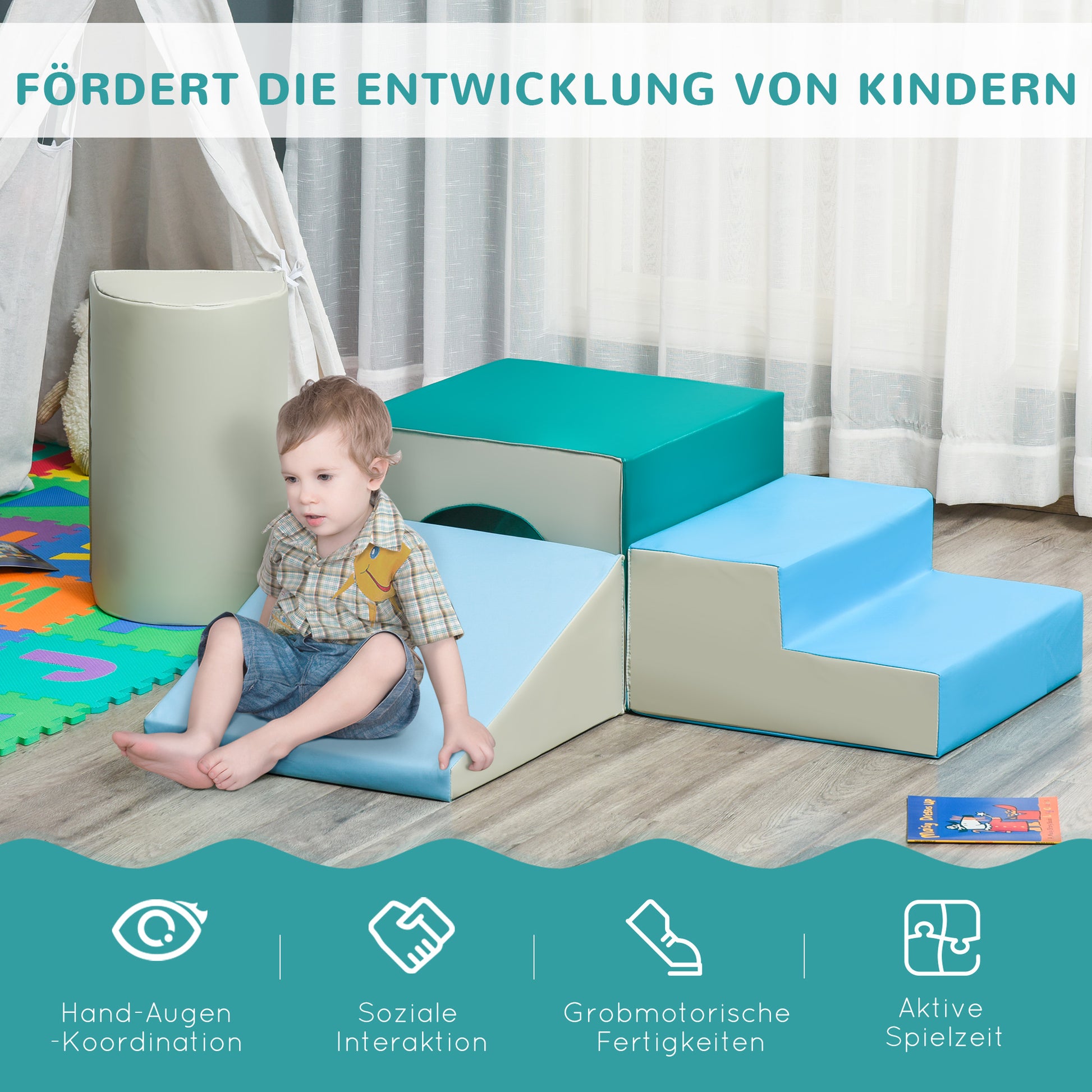 4 PCS. Foam Building Blocks Children Soft Blocks Climbing Building Blocks Soft Foam Blocks Giant Building Blocks Building Toys Large Building Blocks Building Set for Babies & Toddlers Light Gray