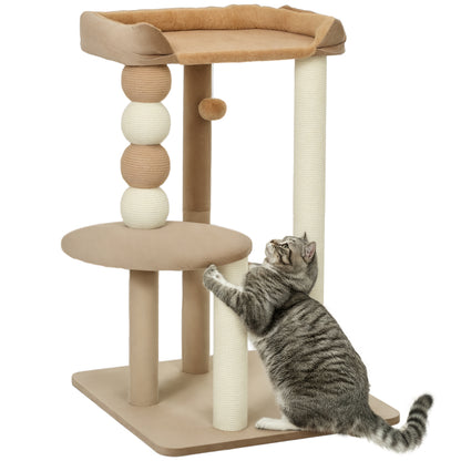 Cat Tree 86 cm Cat Tree with Jumping Platform, Bed, Play Ball, Cat Scratching Post with Jute Scratching Columns, for Cats up to 7 kg, Coffee