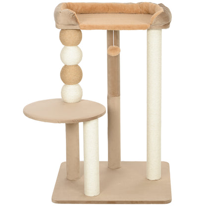 Cat Tree 86 cm Cat Tree with Jumping Platform, Bed, Play Ball, Cat Scratching Post with Jute Scratching Columns, for Cats up to 7 kg, Coffee