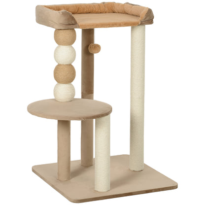 Cat Tree 86 cm Cat Tree with Jumping Platform, Bed, Play Ball, Cat Scratching Post with Jute Scratching Columns, for Cats up to 7 kg, Coffee