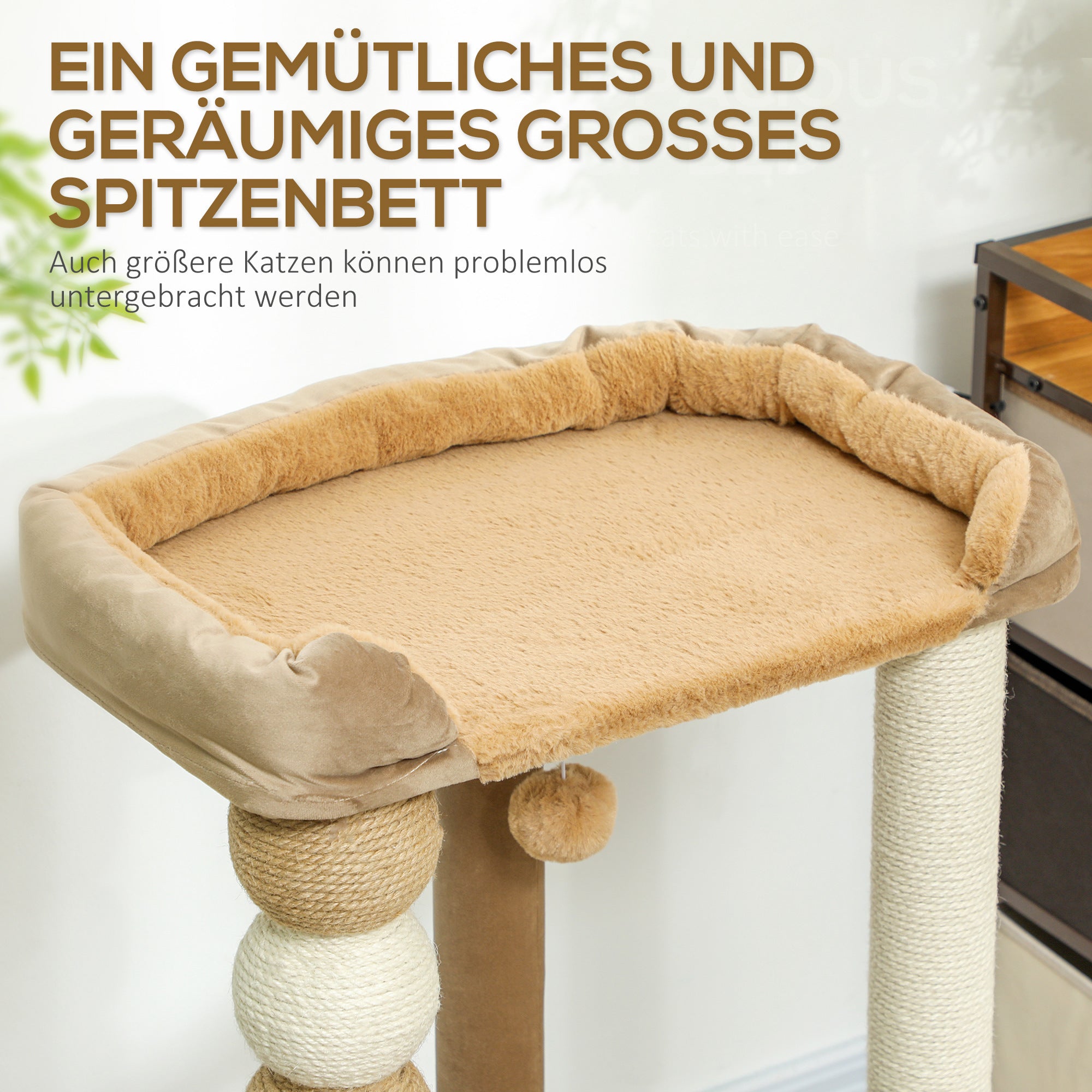 Cat Tree 86 cm Cat Tree with Jumping Platform, Bed, Play Ball, Cat Scratching Post with Jute Scratching Columns, for Cats up to 7 kg, Coffee