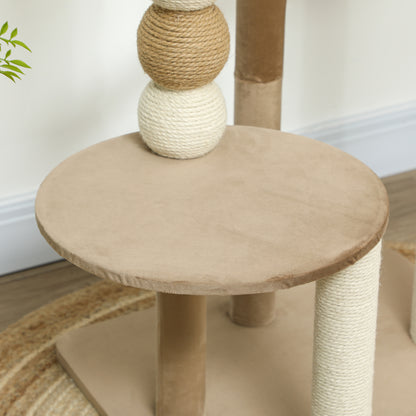 Cat Tree 86 cm Cat Tree with Jumping Platform, Bed, Play Ball, Cat Scratching Post with Jute Scratching Columns, for Cats up to 7 kg, Coffee