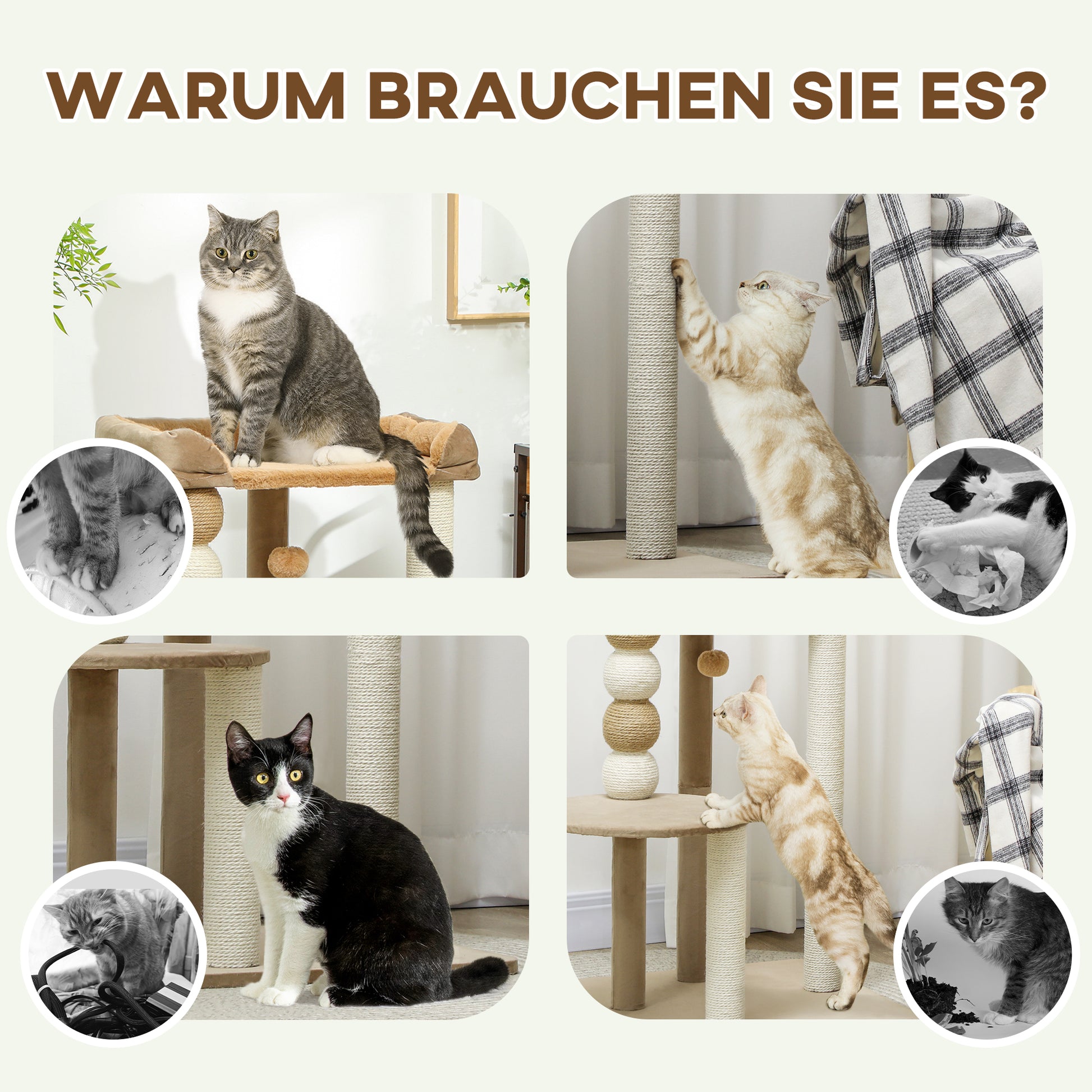 Cat Tree 86 cm Cat Tree with Jumping Platform, Bed, Play Ball, Cat Scratching Post with Jute Scratching Columns, for Cats up to 7 kg, Coffee