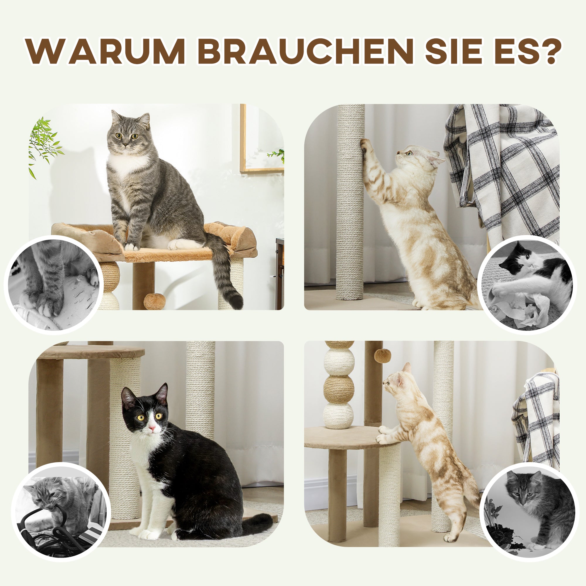 Cat Tree 86 cm Cat Tree with Jumping Platform, Bed, Play Ball, Cat Scratching Post with Jute Scratching Columns, for Cats up to 7 kg, Coffee