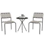 Poly Rattan Garden Furniture Set, Outdoor Lounge Balcony Furniture for 2 Persons, 3-Piece Seating Group with 2 Stackable Chairs, Table, Weatherproof Garden Lounge for Garden, Terrace, Balcony, Gray