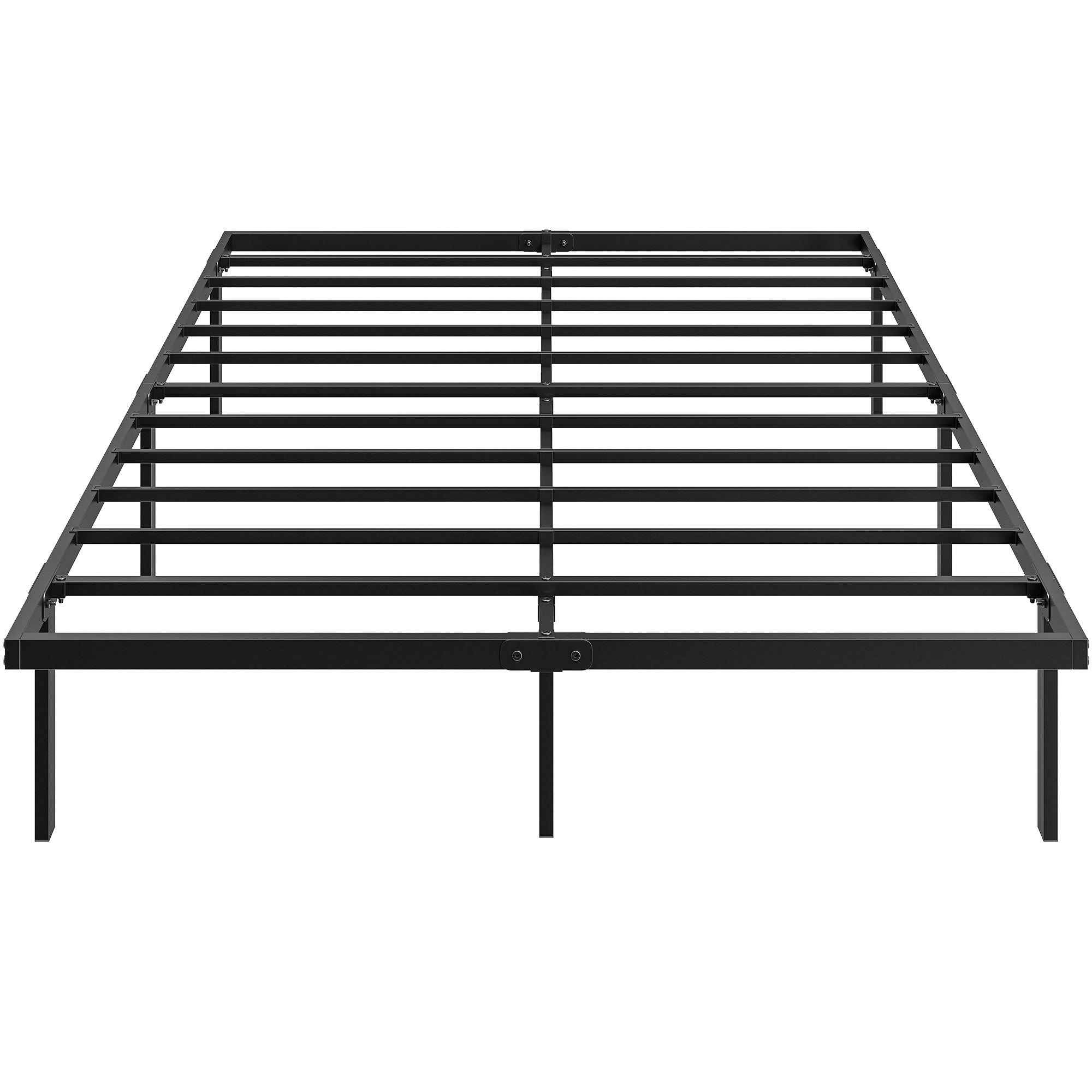 Metal Bed Frame with Under-Bed Storage, 14 in Height, Slatted Base, Quiet Design — No Box Spring Needed, Easy Assembly — 55 x 79 in (140 x 200 cm), Black